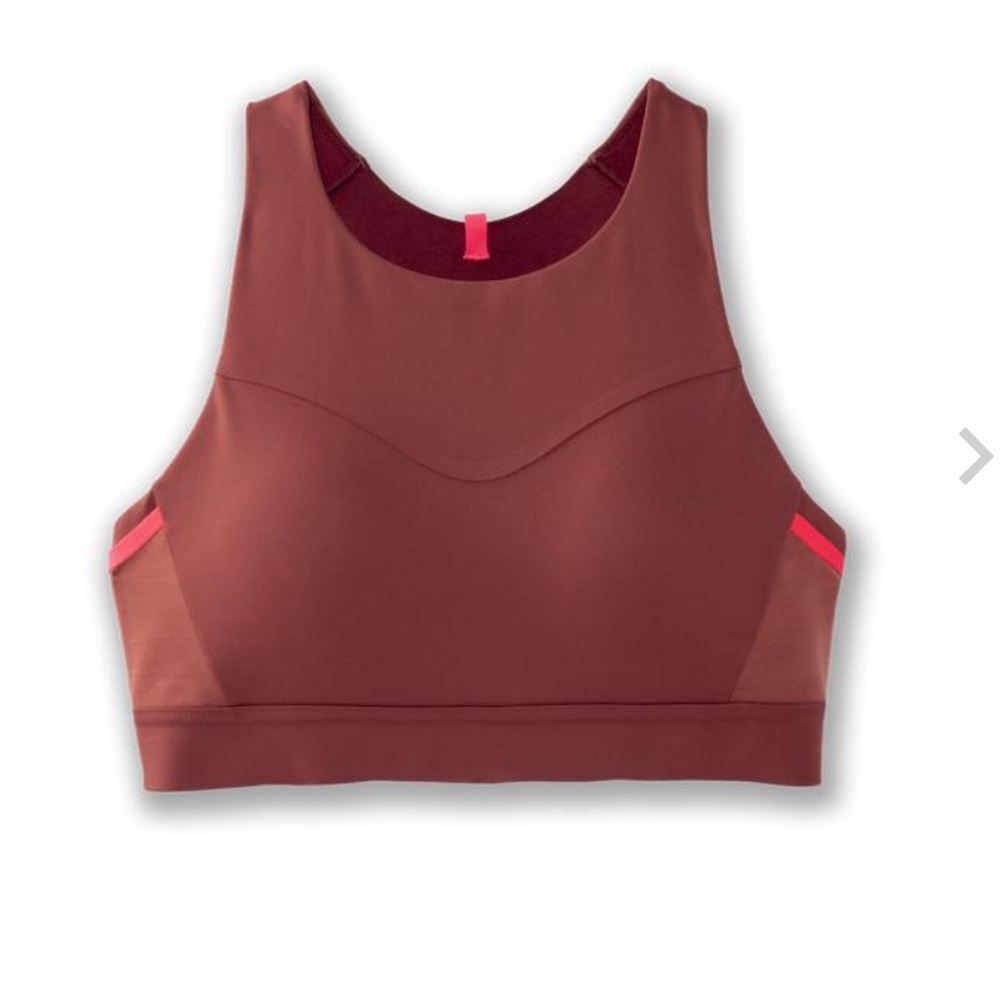 Brooks Drive 3 Pocket Run Bra Terracotta/Fluoro Pink